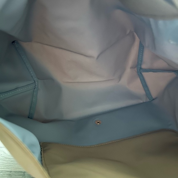 Longchamp Le Pliage Medium Nylon Shoulder Tote-Fawn with Brown Leather Handles - Picture 9 of 16